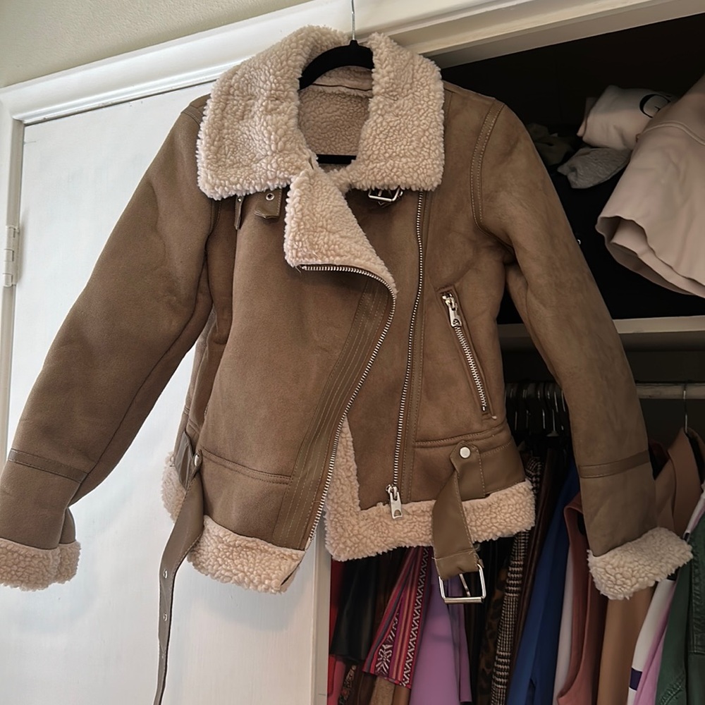Suede and sherpa jacket